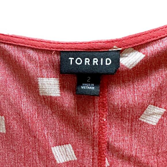 TORRID Orange Gauze Babydoll Blouse Top Flared Geometric Balloon Sleeve Plus 2X - Picture 7 of 10